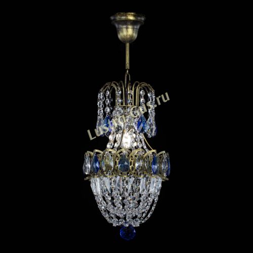 Люстра Астра №1 узкая синяя под бронзу в Новокузнецке Гусь Хрустальный