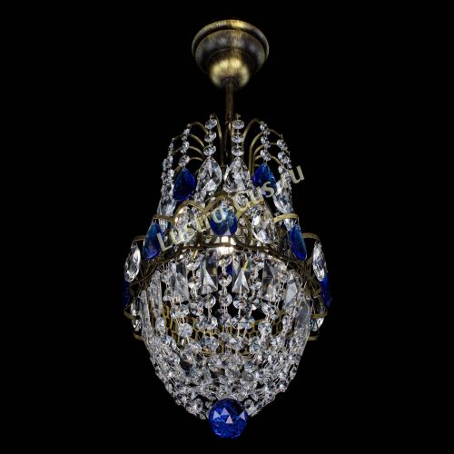 Люстра Астра №1 узкая синяя под бронзу в Новокузнецке Гусь Хрустальный