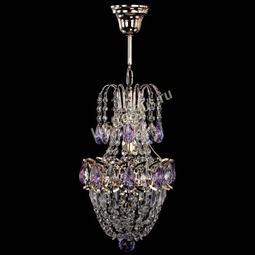 Люстра Астра №1 узкая фиолетовая в Новокузнецке Гусь Хрустальный