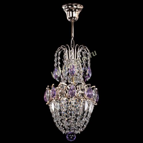 Люстра Астра №1 узкая фиолетовая в Новокузнецке Гусь Хрустальный