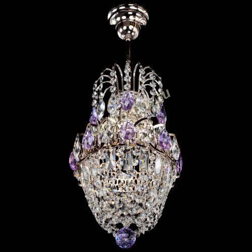 Люстра Астра №1 узкая фиолетовая в Новокузнецке Гусь Хрустальный