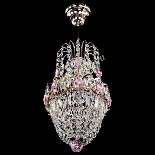 Люстра Астра №1 узкая розовая в Новокузнецке Гусь Хрустальный