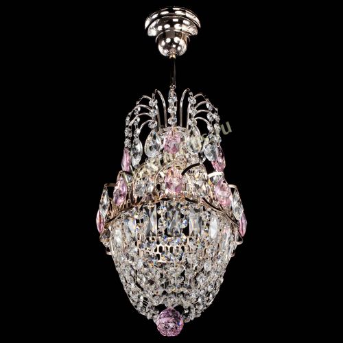 Люстра Астра №1 узкая розовая в Новокузнецке Гусь Хрустальный