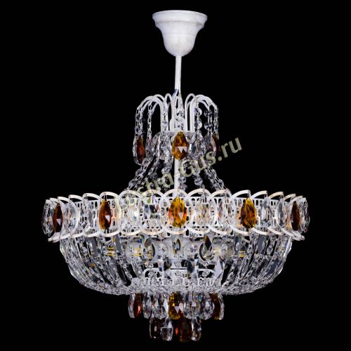 Люстра Астра Белая с подвесом чайная в Новокузнецке Гусь Хрустальный