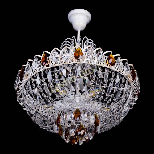 Люстра Астра Белая с подвесом чайная в Новокузнецке Гусь Хрустальный