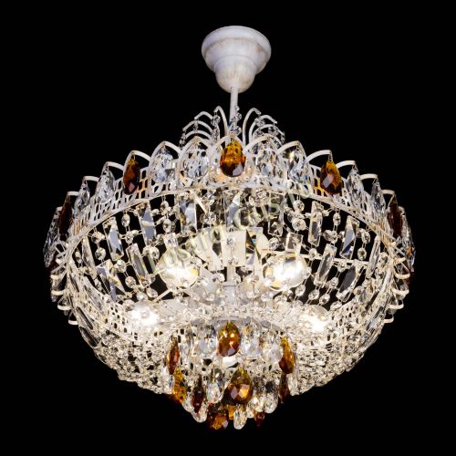 Люстра Астра Белая с подвесом чайная в Новокузнецке Гусь Хрустальный