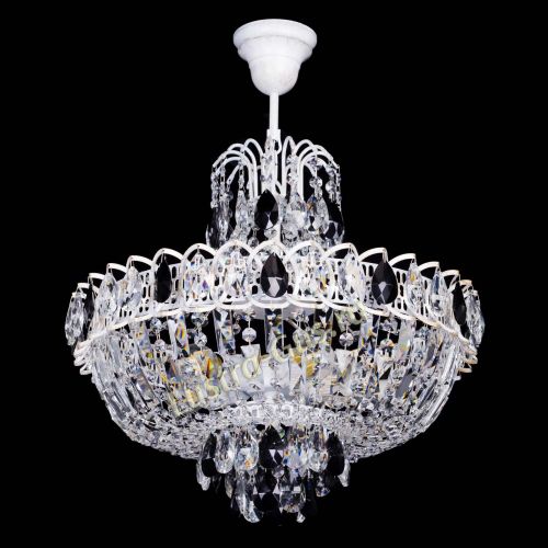 Люстра Астра Белая с подвесом черная в Новокузнецке Гусь Хрустальный