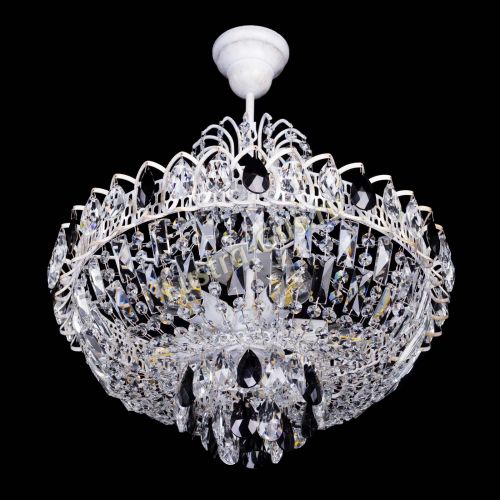 Люстра Астра Белая с подвесом черная в Новокузнецке Гусь Хрустальный