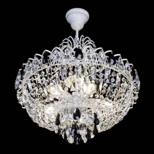 Люстра Астра Белая с подвесом черная в Новокузнецке Гусь Хрустальный