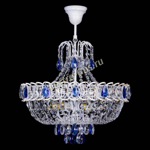 Люстра Астра Белая с подвесом синяя в Новокузнецке Гусь Хрустальный