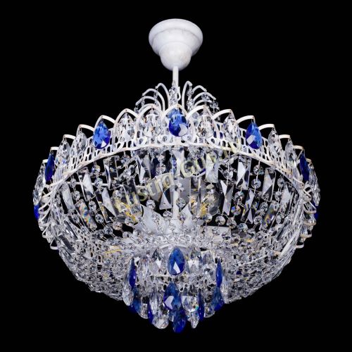 Люстра Астра Белая с подвесом синяя в Новокузнецке Гусь Хрустальный