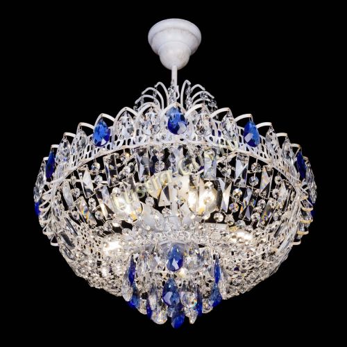 Люстра Астра Белая с подвесом синяя в Новокузнецке Гусь Хрустальный