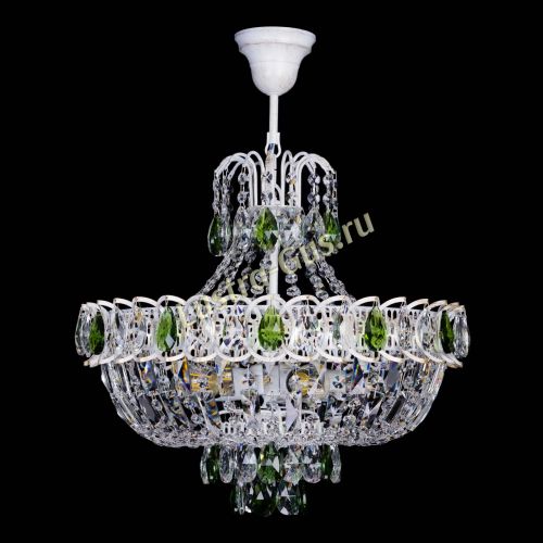 Люстра Астра Белая с подвесом зеленая в Новокузнецке Гусь Хрустальный