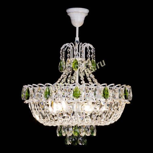 Люстра Астра Белая с подвесом зеленая в Новокузнецке Гусь Хрустальный