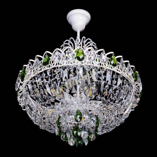 Люстра Астра Белая с подвесом зеленая в Новокузнецке Гусь Хрустальный