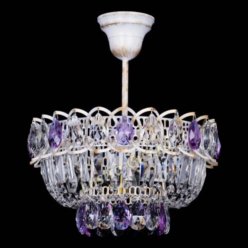 Люстра Астра Бутон №1 Фиолетовая - белая с подвесом в Новокузнецке Гусь Хрустальный