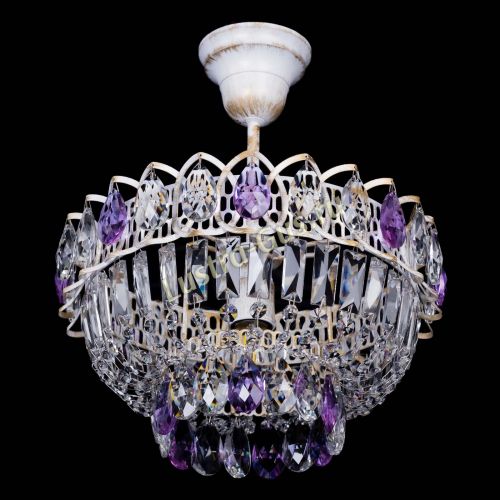 Люстра Астра Бутон №1 Фиолетовая - белая с подвесом в Новокузнецке Гусь Хрустальный