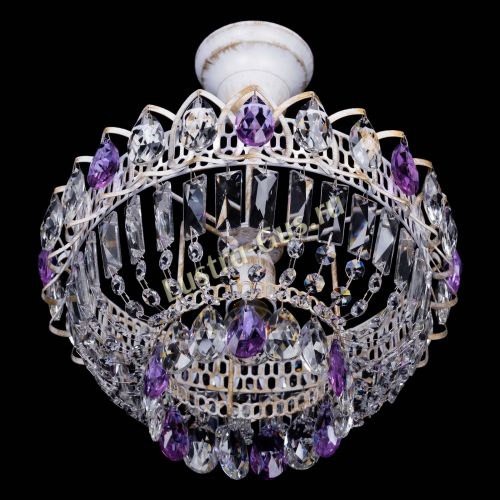 Люстра Астра Бутон №1 Фиолетовая - белая с подвесом в Новокузнецке Гусь Хрустальный