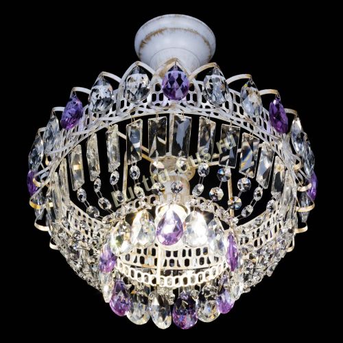 Люстра Астра Бутон №1 Фиолетовая - белая с подвесом в Новокузнецке Гусь Хрустальный