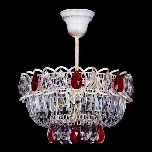 Люстра Астра Бутон №1 Красная - белая с подвесом  в Новокузнецке Гусь Хрустальный