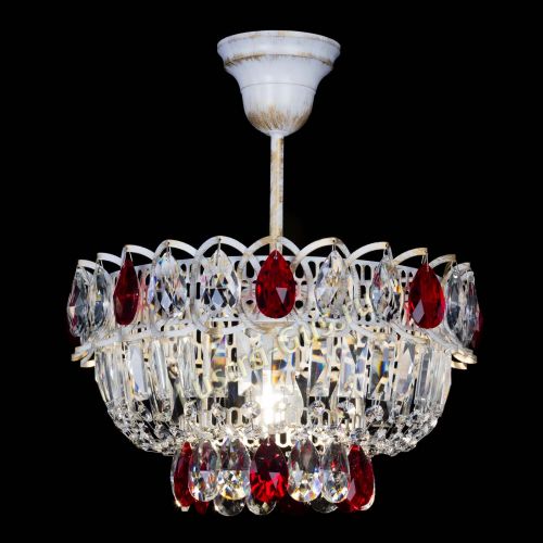 Люстра Астра Бутон №1 Красная - белая с подвесом  в Новокузнецке Гусь Хрустальный