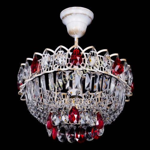 Люстра Астра Бутон №1 Красная - белая с подвесом  в Новокузнецке Гусь Хрустальный