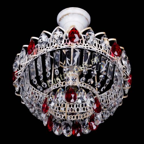 Люстра Астра Бутон №1 Красная - белая с подвесом  в Новокузнецке Гусь Хрустальный