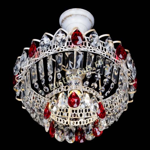 Люстра Астра Бутон №1 Красная - белая с подвесом  в Новокузнецке Гусь Хрустальный