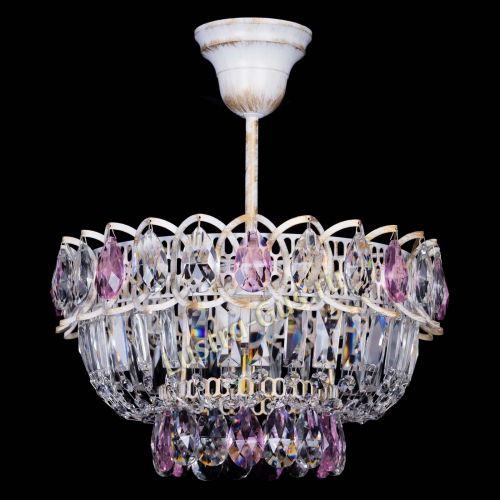 Люстра Астра Бутон №1 Розовая - белая с подвесом  в Новокузнецке Гусь Хрустальный