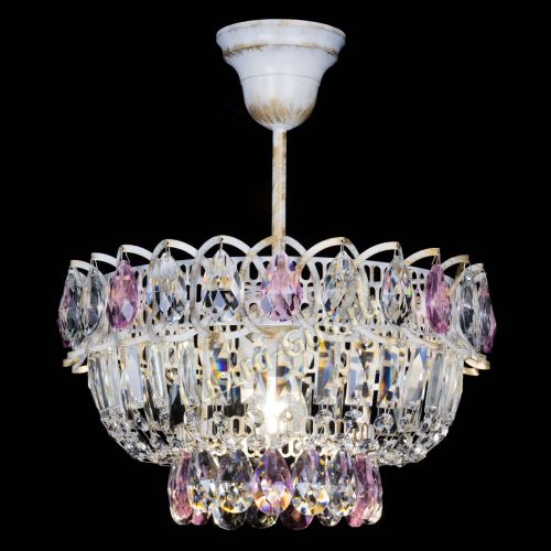 Люстра Астра Бутон №1 Розовая - белая с подвесом  в Новокузнецке Гусь Хрустальный