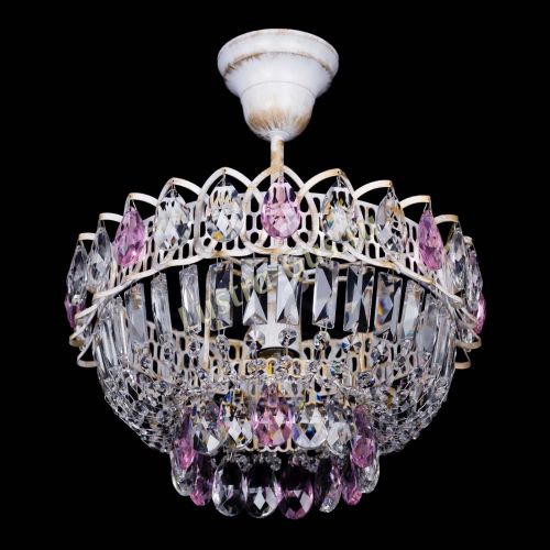 Люстра Астра Бутон №1 Розовая - белая с подвесом  в Новокузнецке Гусь Хрустальный