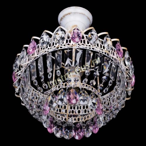 Люстра Астра Бутон №1 Розовая - белая с подвесом  в Новокузнецке Гусь Хрустальный