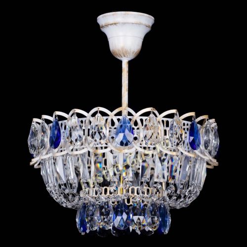 Люстра Астра Бутон №1 Синяя - белая с подвесом в Новокузнецке Гусь Хрустальный