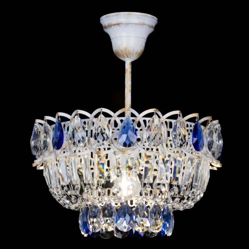 Люстра Астра Бутон №1 Синяя - белая с подвесом в Новокузнецке Гусь Хрустальный