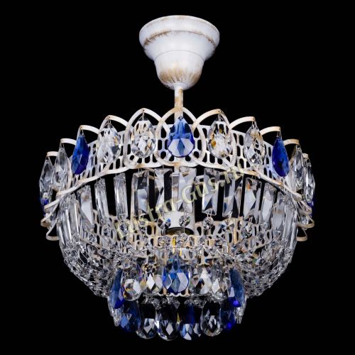 Люстра Астра Бутон №1 Синяя - белая с подвесом в Новокузнецке Гусь Хрустальный