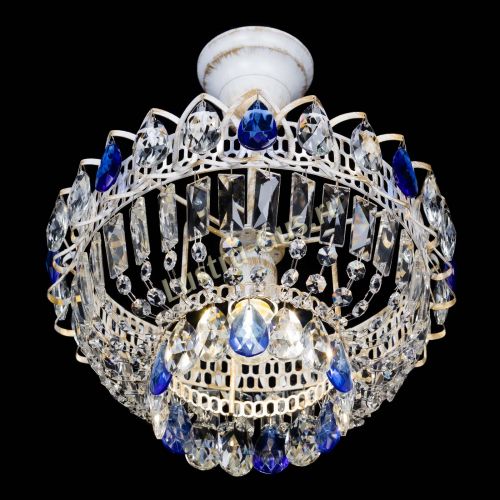 Люстра Астра Бутон №1 Синяя - белая с подвесом в Новокузнецке Гусь Хрустальный