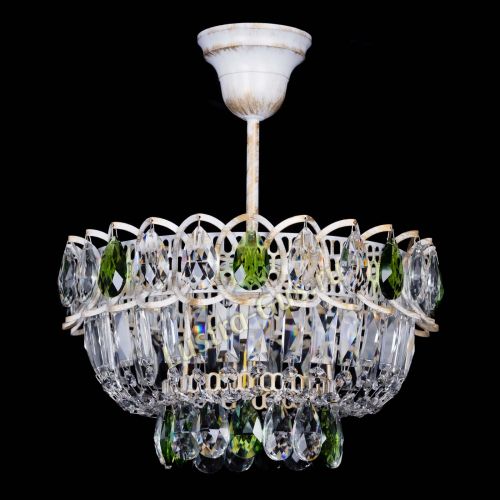 Люстра Астра Бутон №1 Зеленая - белая с подвесом  в Новокузнецке Гусь Хрустальный