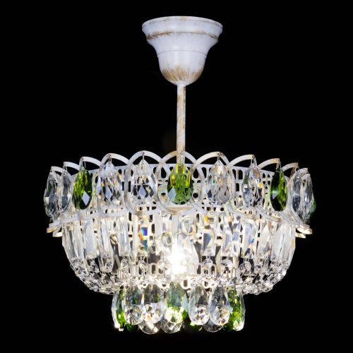 Люстра Астра Бутон №1 Зеленая - белая с подвесом  в Новокузнецке Гусь Хрустальный