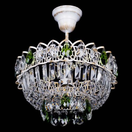 Люстра Астра Бутон №1 Зеленая - белая с подвесом  в Новокузнецке Гусь Хрустальный