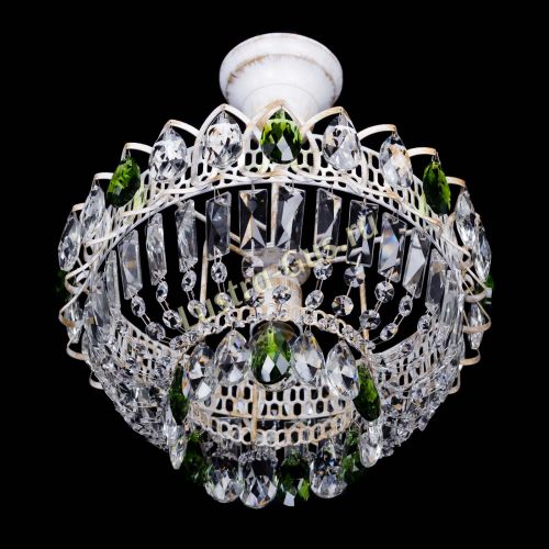 Люстра Астра Бутон №1 Зеленая - белая с подвесом  в Новокузнецке Гусь Хрустальный