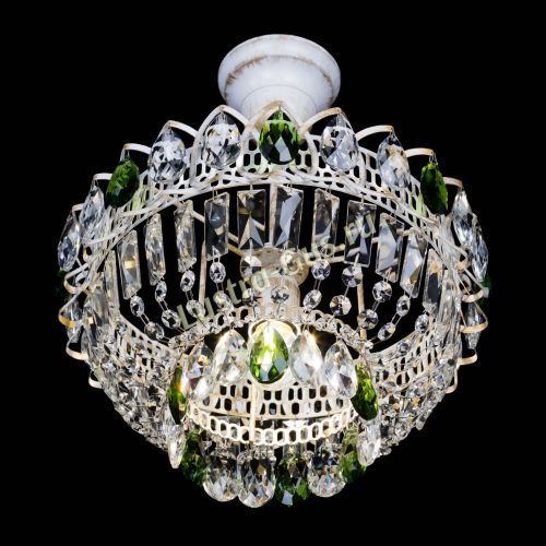 Люстра Астра Бутон №1 Зеленая - белая с подвесом  в Новокузнецке Гусь Хрустальный