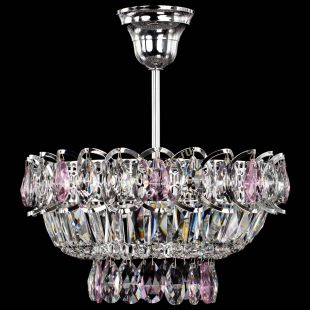 Люстра хрустальная Астра Бутон №1 с подвесом Розовая