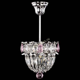 Люстра хрустальная Астра Купол №1 с подвесом Розовая