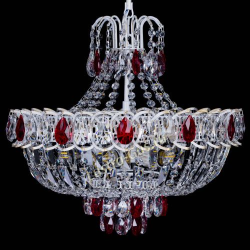 Люстра Астра Белая с подвесом красная в Новокузнецке Гусь Хрустальный