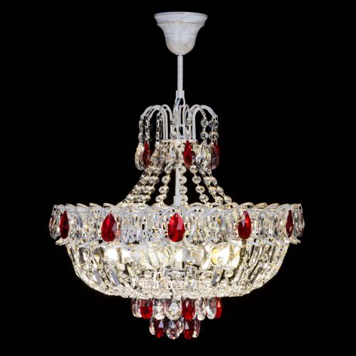 Люстра Астра Белая с подвесом красная в Новокузнецке Гусь Хрустальный