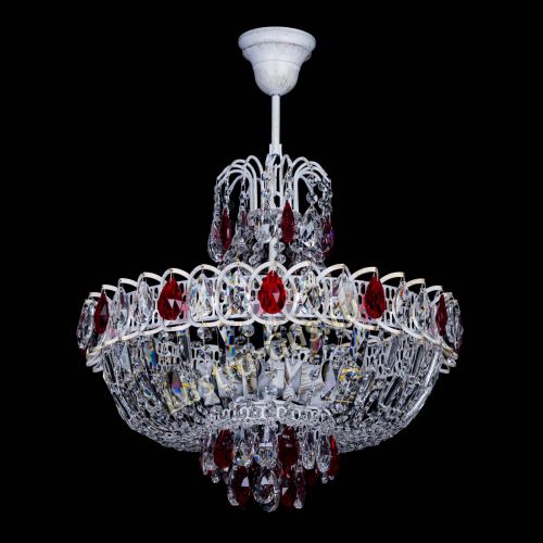 Люстра Астра Белая с подвесом красная в Новокузнецке Гусь Хрустальный