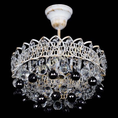 Люстра Астра шар №1 Черная белая в Новокузнецке Гусь Хрустальный