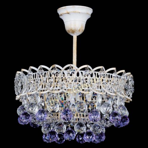 Люстра Астра шар №1 Фиолетовая белая в Новокузнецке Гусь Хрустальный