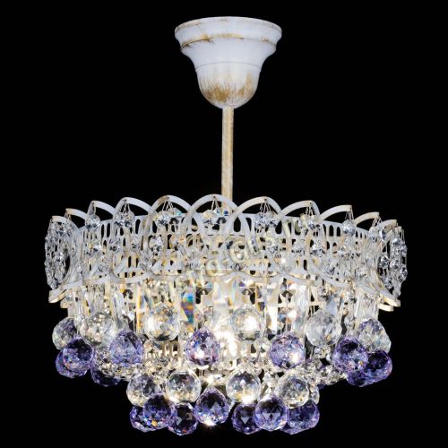 Люстра Астра шар №1 Фиолетовая белая в Новокузнецке Гусь Хрустальный