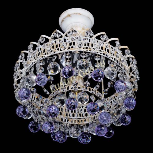 Люстра Астра шар №1 Фиолетовая белая в Новокузнецке Гусь Хрустальный